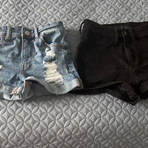 Denim and Black Shorts Set